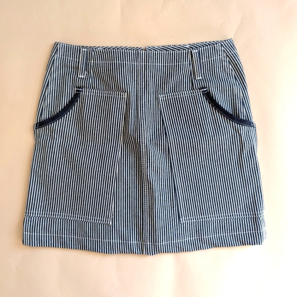 L.C. King Hickory Stripe Denim with Indigo Trim Skirt Size 30 - Picture 1 of 12
